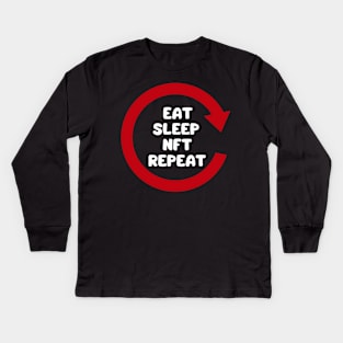 eat sleep nft repeat Kids Long Sleeve T-Shirt